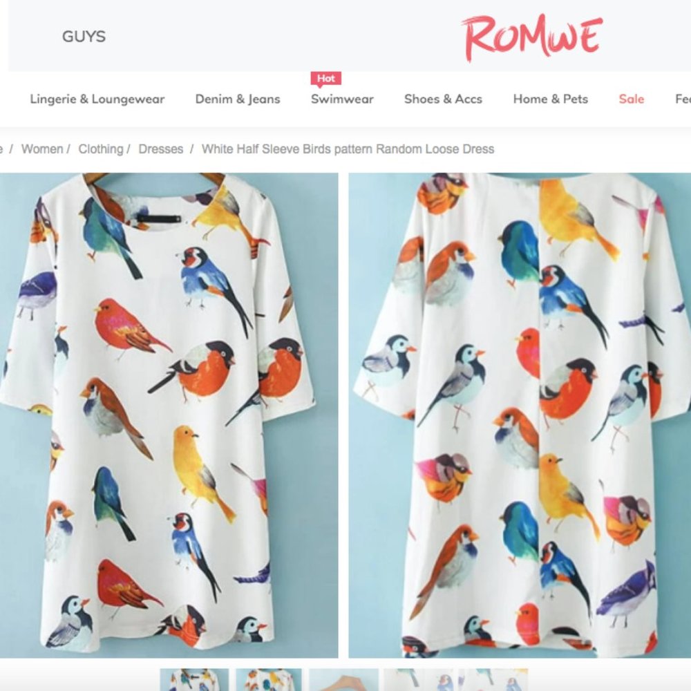 ROMWE Bird Dress - brand new